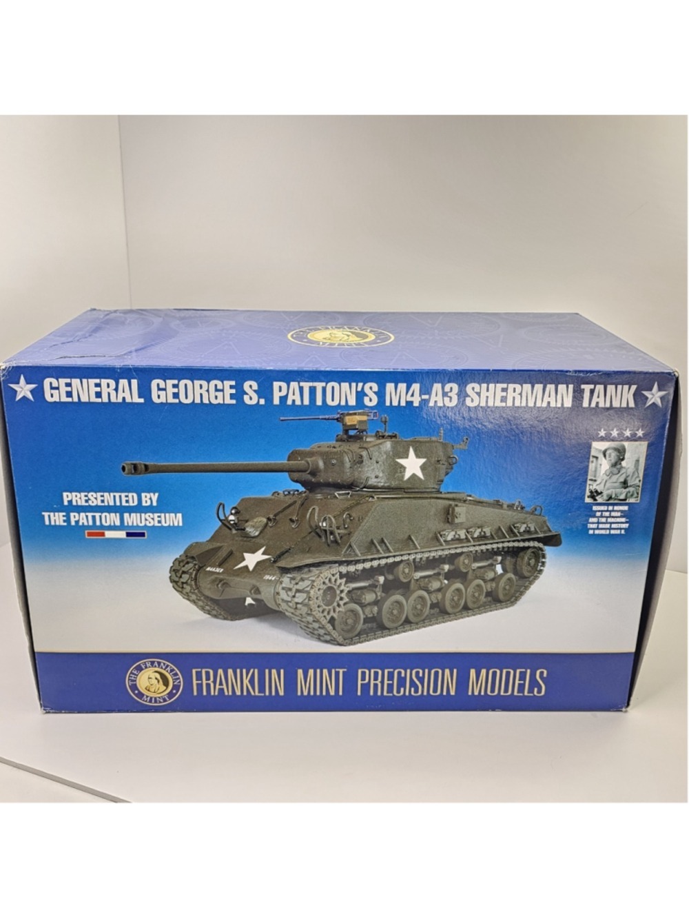 Franklin Mint General George S Patton M4-A3 Sherman Tank 1:24 w Box Papers